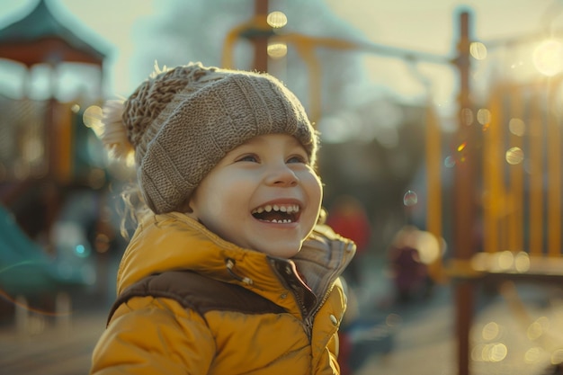 Das unschuldige Lachen eines Kindes auf einem Spielplatz