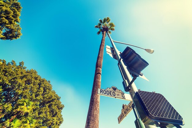 Foto das verkehrsschild rodeo drive in los angeles, kalifornien