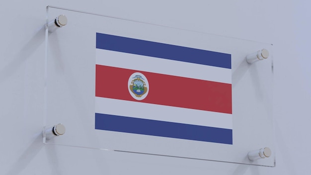 Das verzerrte Flaggenlogo von Costa Rica auf einer texturierten Glasoberfläche