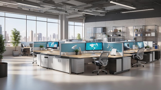 Das von der KI generierte futuristische Home-Office-Layout ist perfekt auf Ihren Arbeitsablauf zugeschnitten