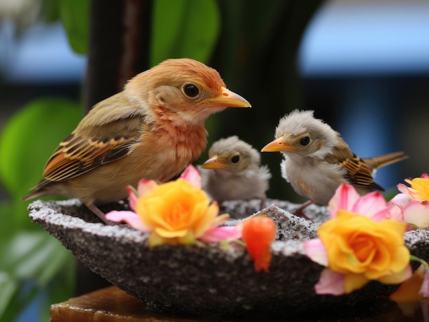 Das Weibchen mit den Küken