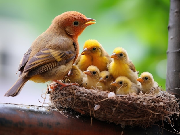 Das Weibchen mit den Küken