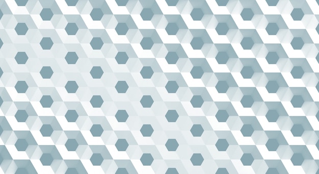 Das weiße Gitter von Zellen in Form von sechseckigen Bienenwaben mit unterschiedlichem Durchmesser, Illustration 3d