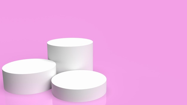 Das weiße Podium auf rosa Hintergrund für Geschenk- oder Werbekonzept 3D-Rendering