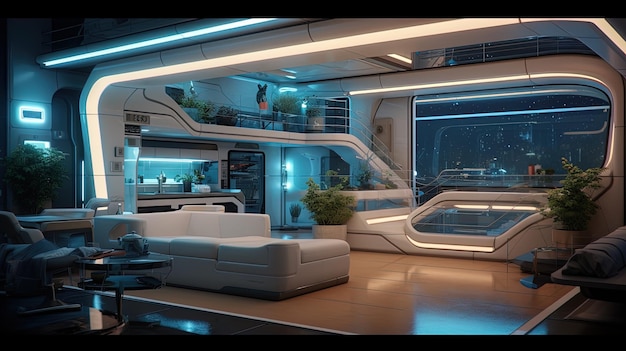 Das Wohnzimmerdesign des Hauses der Zukunft