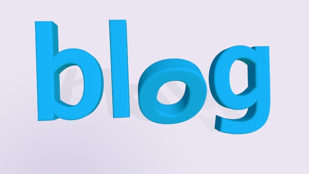 Das Wort BLOG in blauen Buchstaben 3D