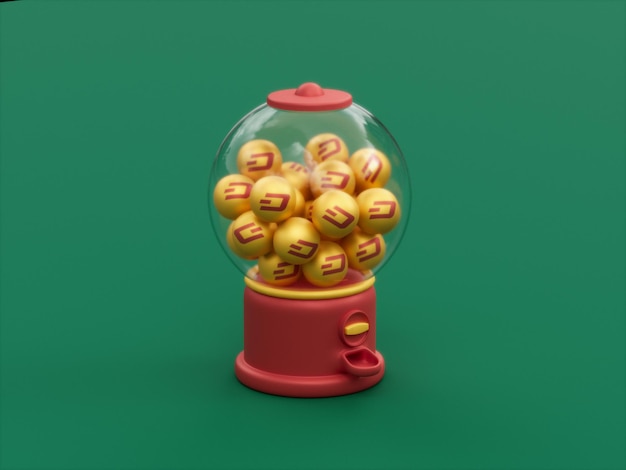 Dash Crypto Gumball Machine Arcade Candy Bubble Gum Ilustración 3D