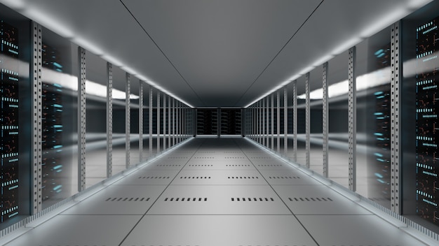 Data center muitos servidores de computador em racks