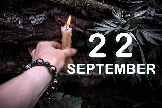 Data do calendário no fundo de um ritual espiritual esotérico 22 de setembro é o vigésimo segundo dia do mês