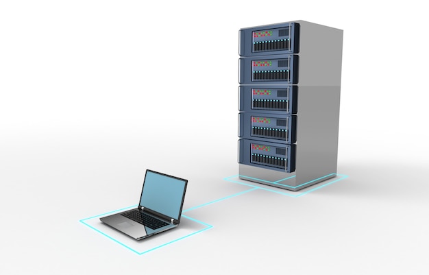 Datecenter-Konzept. 3D-Darstellung