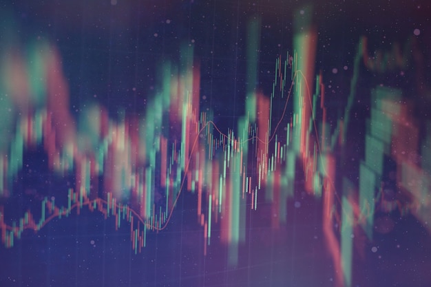 Daten auf einem Monitor, der auch von Market Analyze. Balkendiagramme, Diagramme, Finanzzahlen. Forex-Chart.