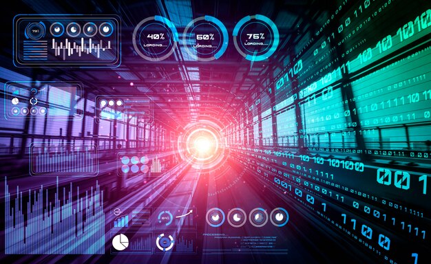 Datenanalysekonzept mit digitalem Übertragungshintergrund für Hochgeschwindigkeitsbewegungen