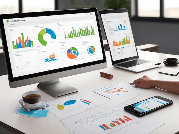 Datenanalyst mit Hilfe des KPI-Dashboards für Datenanalysen