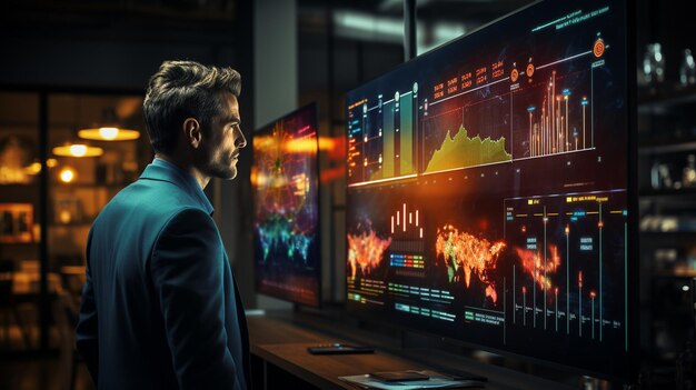 Datendiagramm der Person, die die Daten präsentiert und bewertet Generative Ai