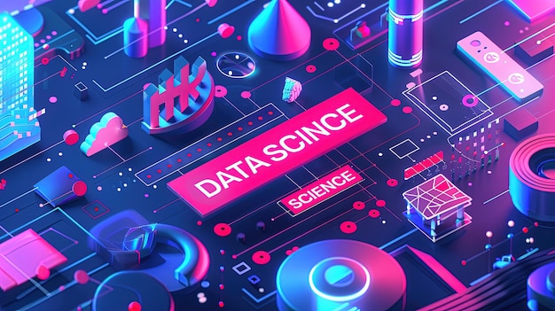 Datenflusskonzept, Big-Data-Technologie und Datenwissenschaftliche Illustration zur Visualisierung komplexer Informationen