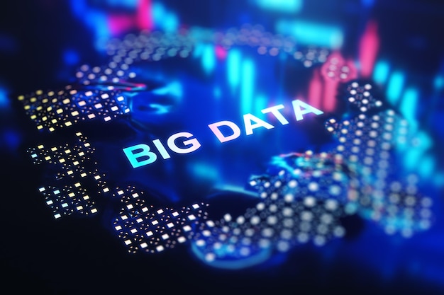 Datenspeicherungs- und Internettechnologiekonzept mit BIG DATA-Phrase auf abstraktem hellem Hintergrund 3D-Rendering