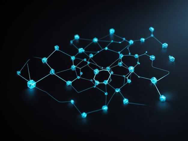 Foto datentechnologie illustration big data digitaler code abstrakte verbindung von punkten und linien auf dunklem hintergrund 3d