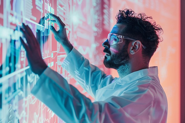 Datenwissenschaftler, der mit moderner Technologie arbeitet