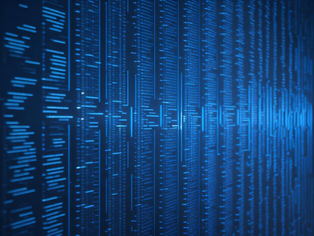 Datos binarios digitales azules en el fondo de la pantalla de la computadora