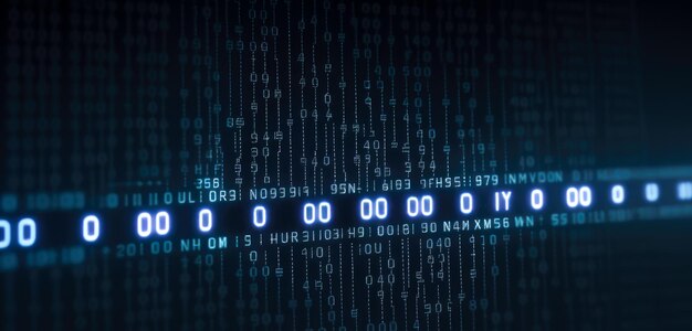 Datos binarios digitales azules en la pantalla de la computadora fondo código binario fondo matriz de código binario digital innovación datos tecnológicos futuros conexión a la red de Internet Ai big data
