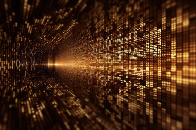 Datos binarios digitales marrones en el fondo de la pantalla de la computadora ar 32 ID de trabajo 9d761c5a6c67457dbcc929c38e69f4c