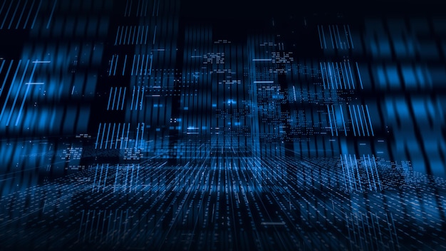 Datos digitales que fluyen a través de una red de conexiones