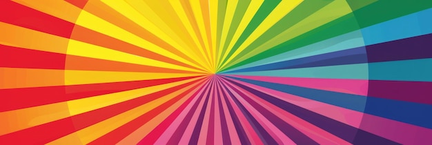 Datos divertidos en el colorido estandarte de rayas radiales del arco iris