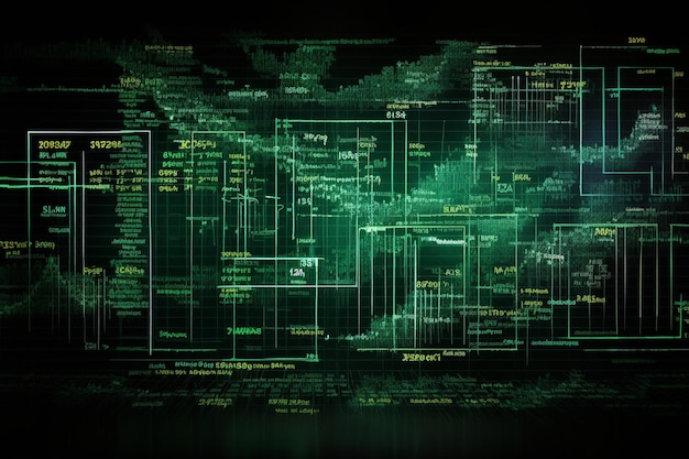 Datos estadísticos en verde en la pizarra