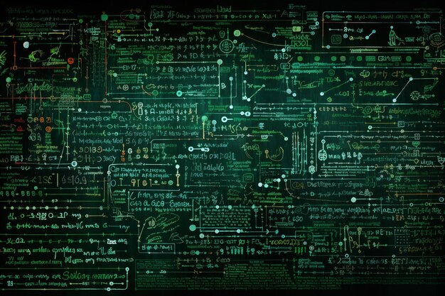 Datos estadísticos en verde en la pizarra