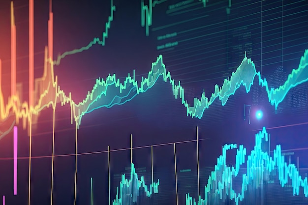 Datos financieros en el fondo de un monitor Concepto de datos financieros