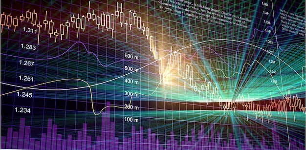 Datos financieros en un monitor como concepto de datos financieros.