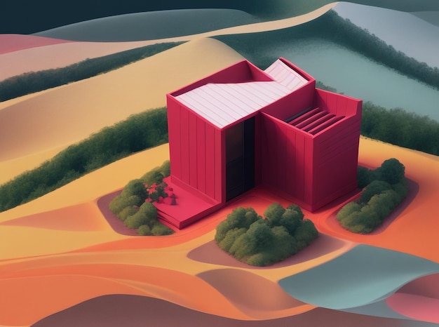 Datos de línea plana mínima de paisaje 3D abstracto