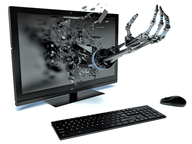 Foto datos de mano y pc