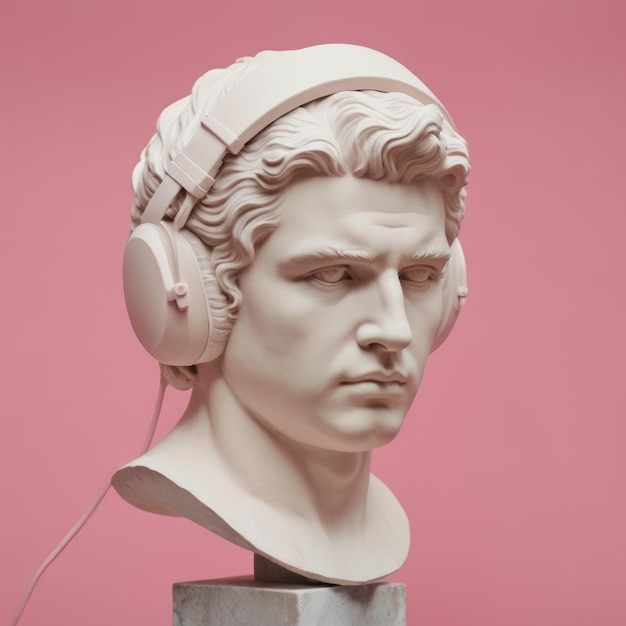 Davids cabeça Marshall fones de ouvido Doric rosa fusão de arte clássica e moderna