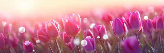 Dawns Beijo suave em rosas rosas tulipas pelo lago Generative AI