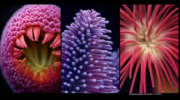 De flores raras e exóticas detalhadas em close-up geradas pela IA