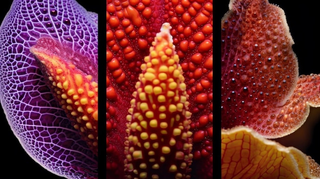 Foto de flores raras e exóticas detalhadas em close-up geradas pela ia