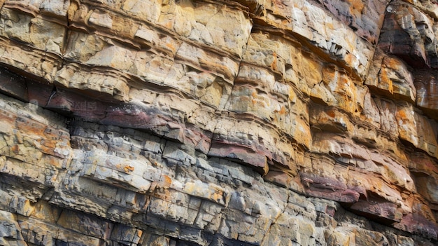 De perto de um muro construído com pedras