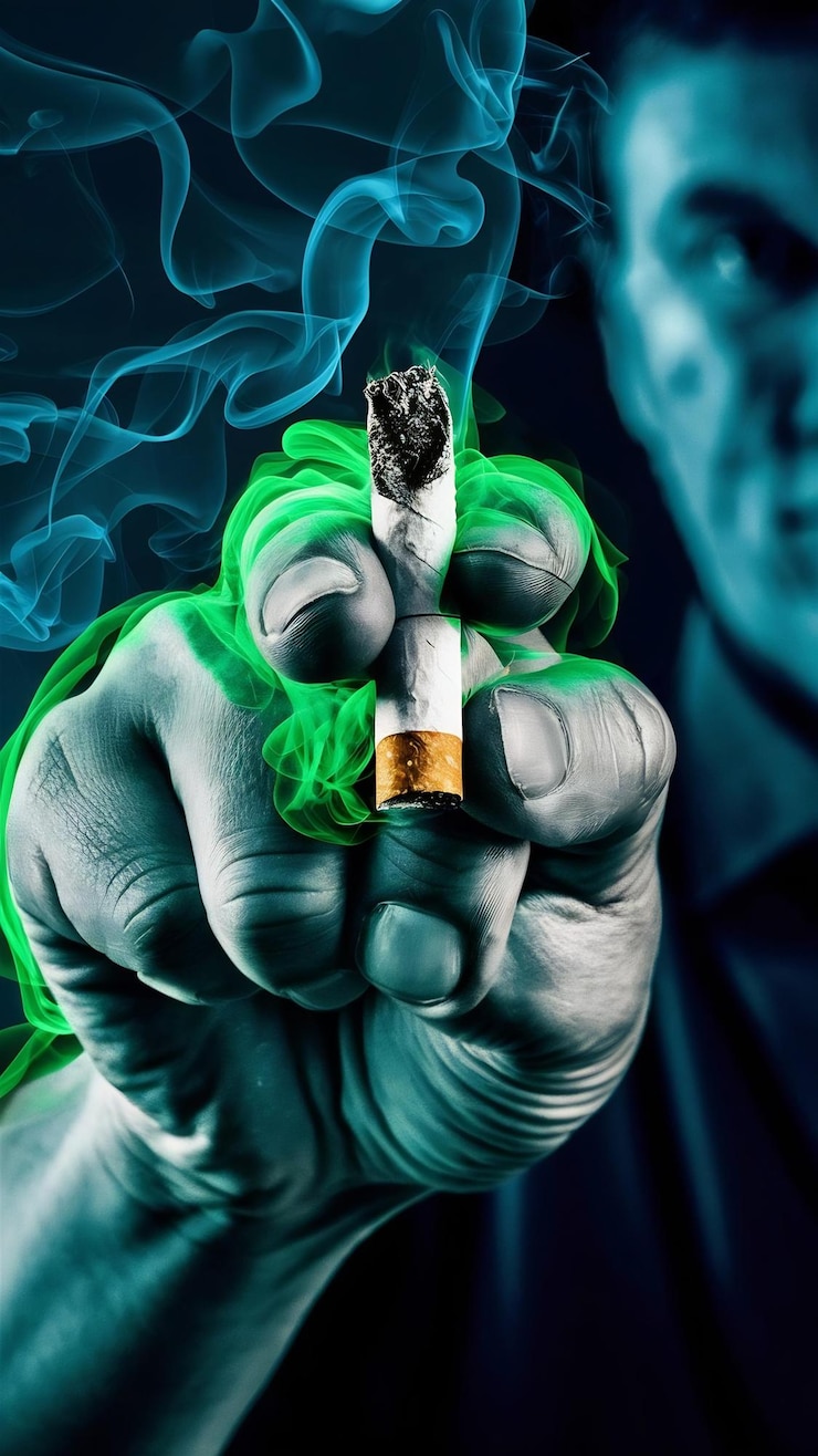 Foto de perto. pára de fumar.
