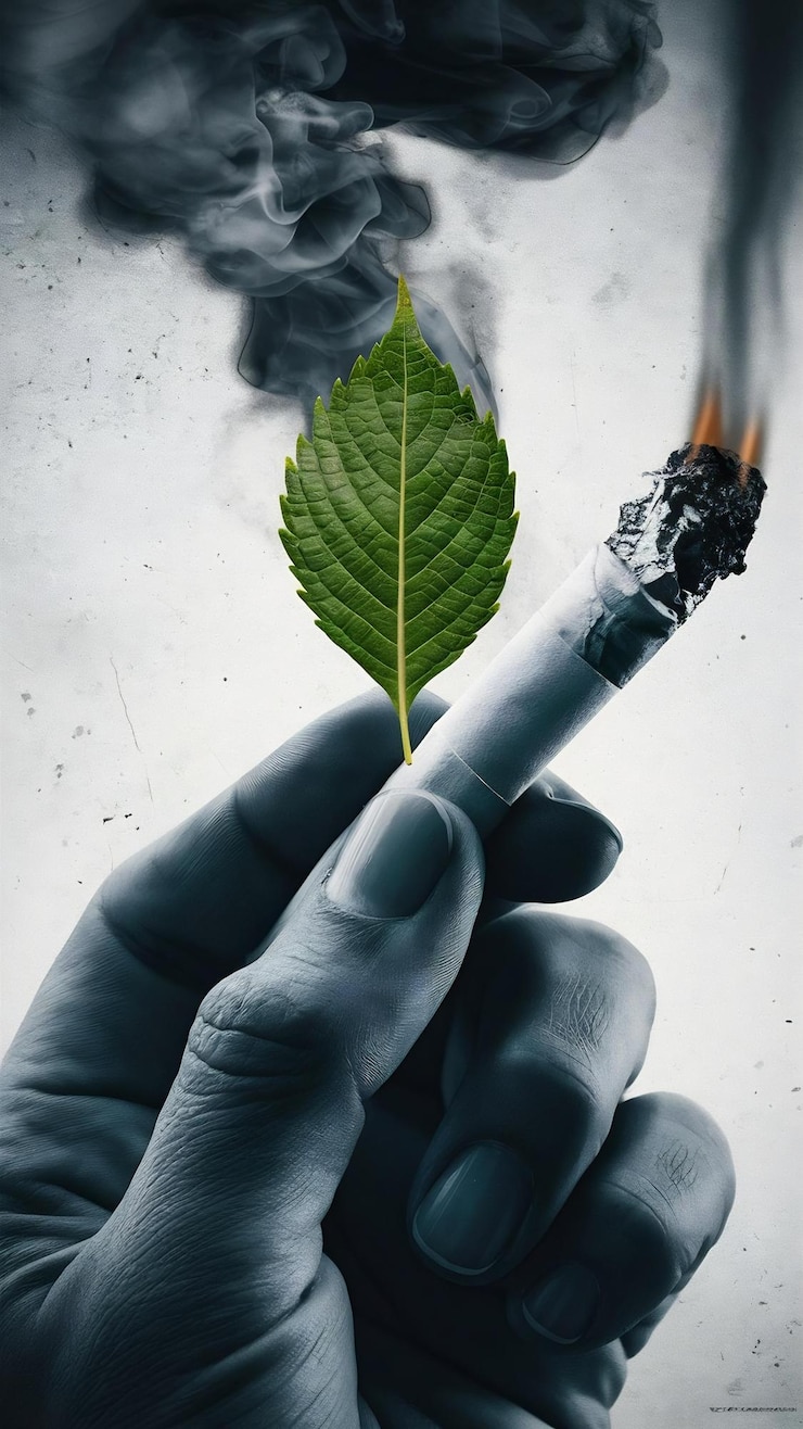 Foto de perto. pára de fumar.