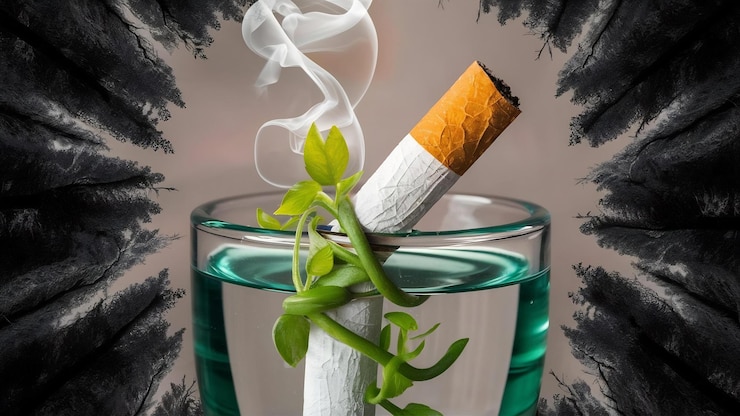 Foto de perto. pára de fumar.