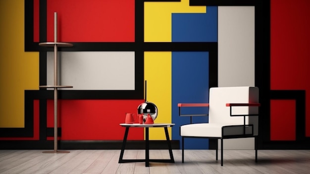 De Stijl Innenraum Generative KI