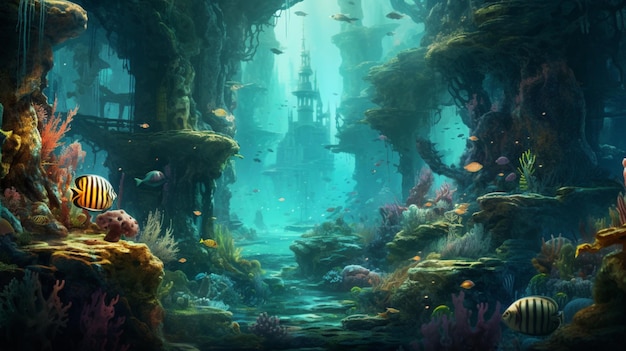 De um cenário de ambiente subaquático