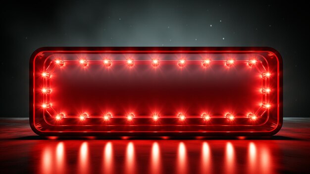 Foto de um quadro retangular brilhante de néon vermelho com luzes de néon brilhantes sobre um fundo preto