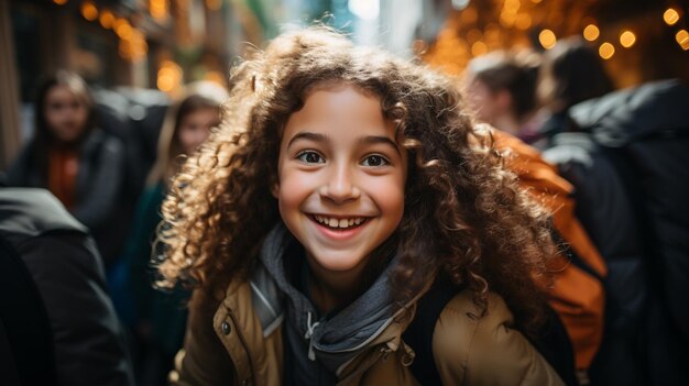 De volta à escola A excitação enche o ar enquanto os alunos felizes se reúnem num corredor movimentado com mochilas penduradas sobre os ombros.