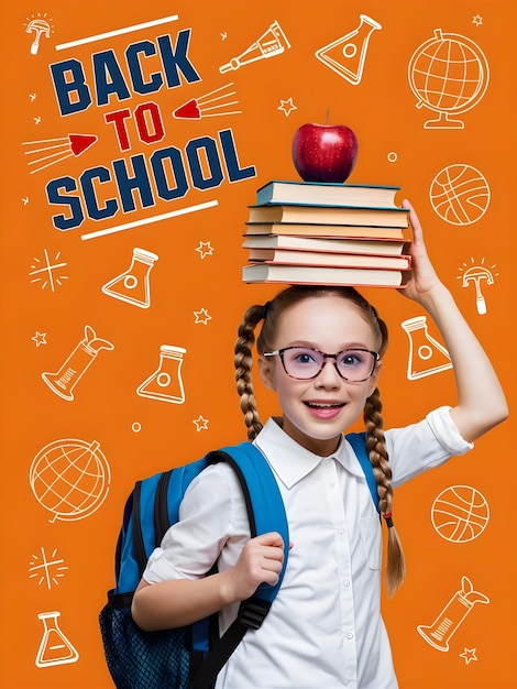 De volta à escola Background Escola Estudante com bolha de fala Modelo de cartaz