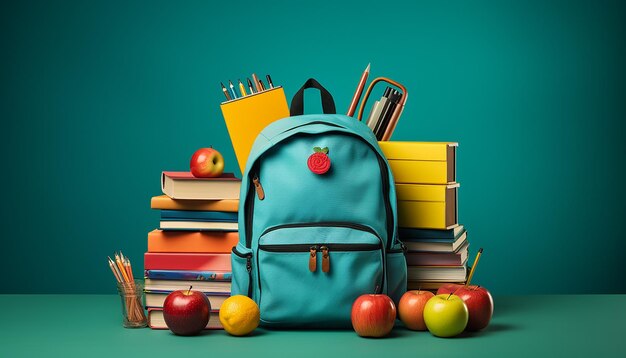 De volta à escola, objetos escolares mínimos, ensaio fotográfico de conceito alegre