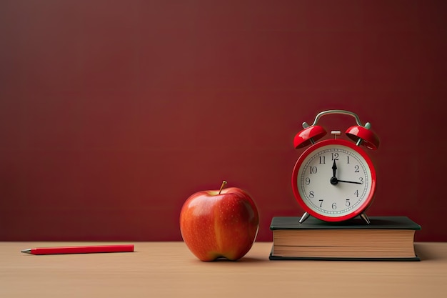 De volta à escola, pintura de design de conceito e elementos de relógio para decoração de aprendizagem educacional