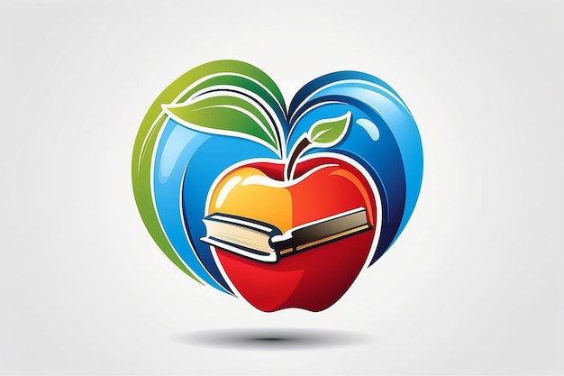 De volta às aulas, estudo de educação escolar, logotipo, símbolo do livro de cuidados estudantis da apple