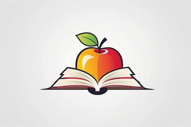 De volta às aulas, estudo de educação escolar, logotipo, símbolo do livro de cuidados estudantis da apple